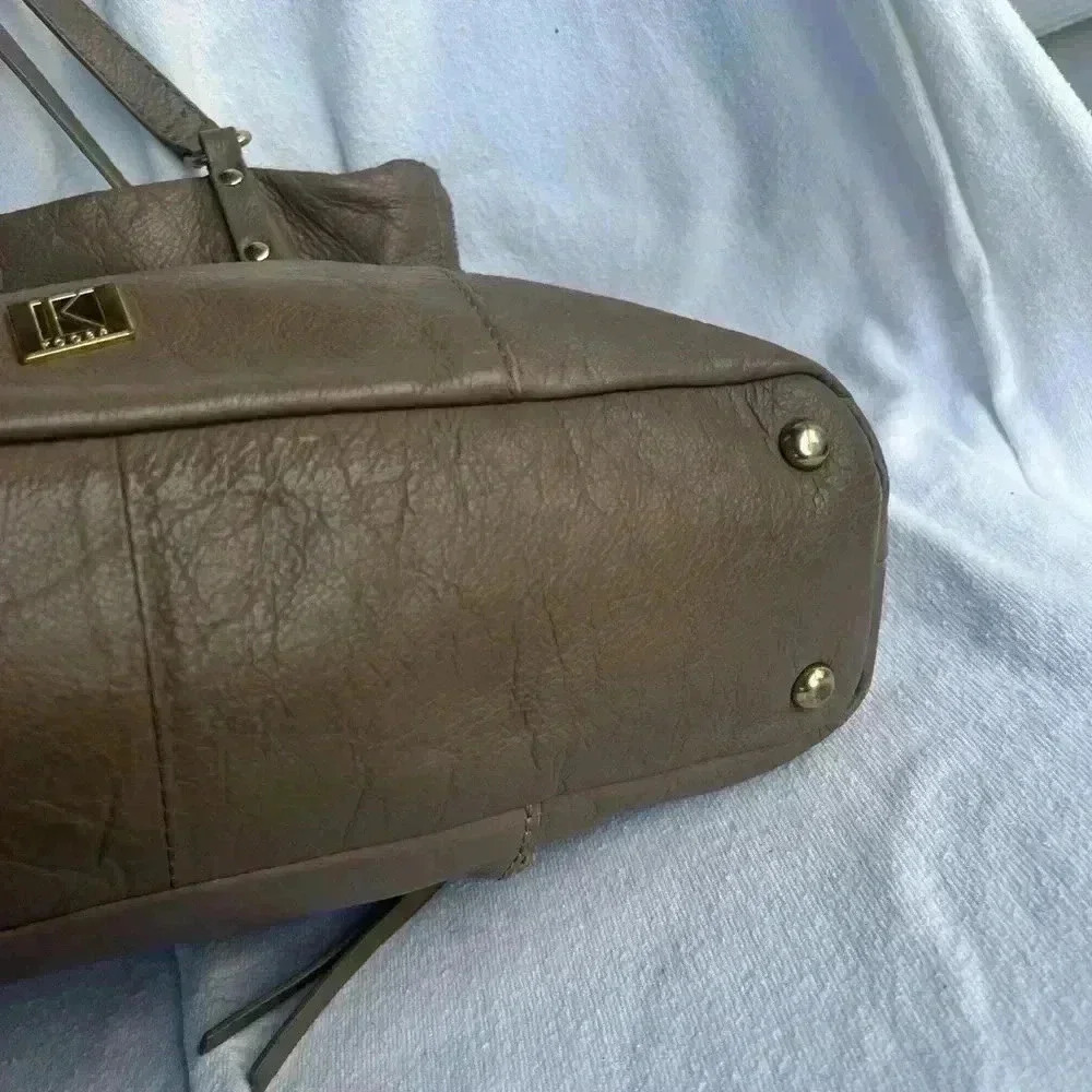 KOOBA Everette Tote Genuine Leather Purse - Taupe Color - Picture 8 of 14